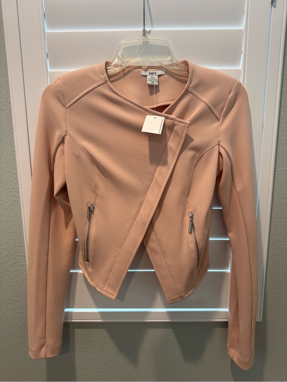 Bar III Asymmetrical Crop Moto-Style Zip Jacket